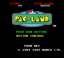 Pac-Land title screen for TurboGrafx-16